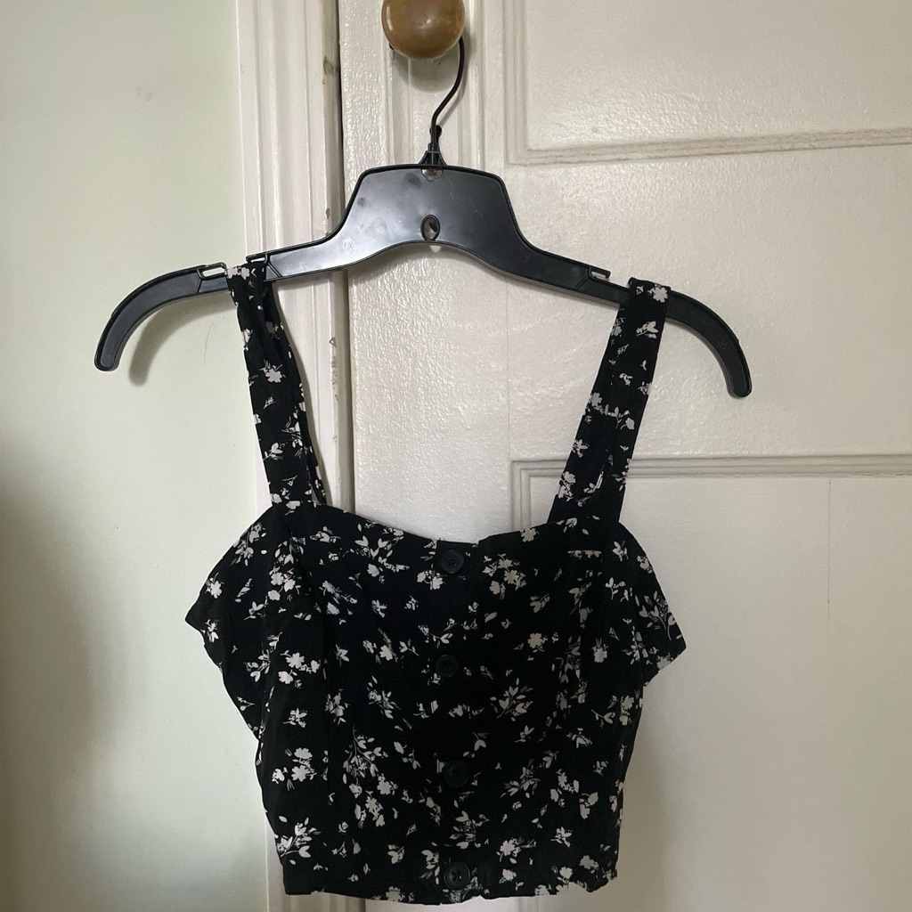 Garage Black Floral Crop Top